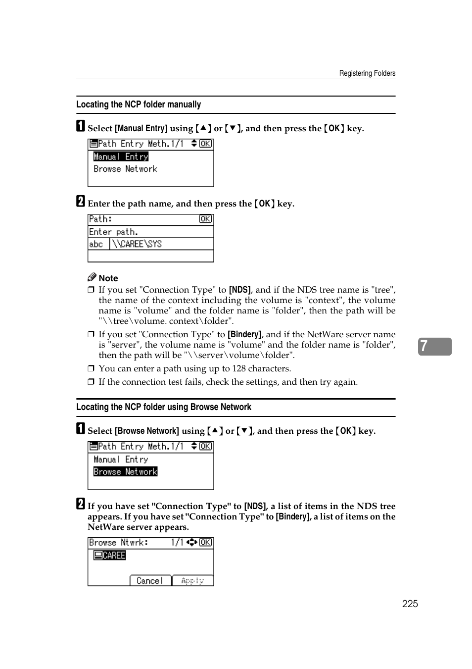 Locating the ncp folder manually, Locating the ncp folder using browse network | Ricoh Aficio MP 161SPF User Manual | Page 233 / 304