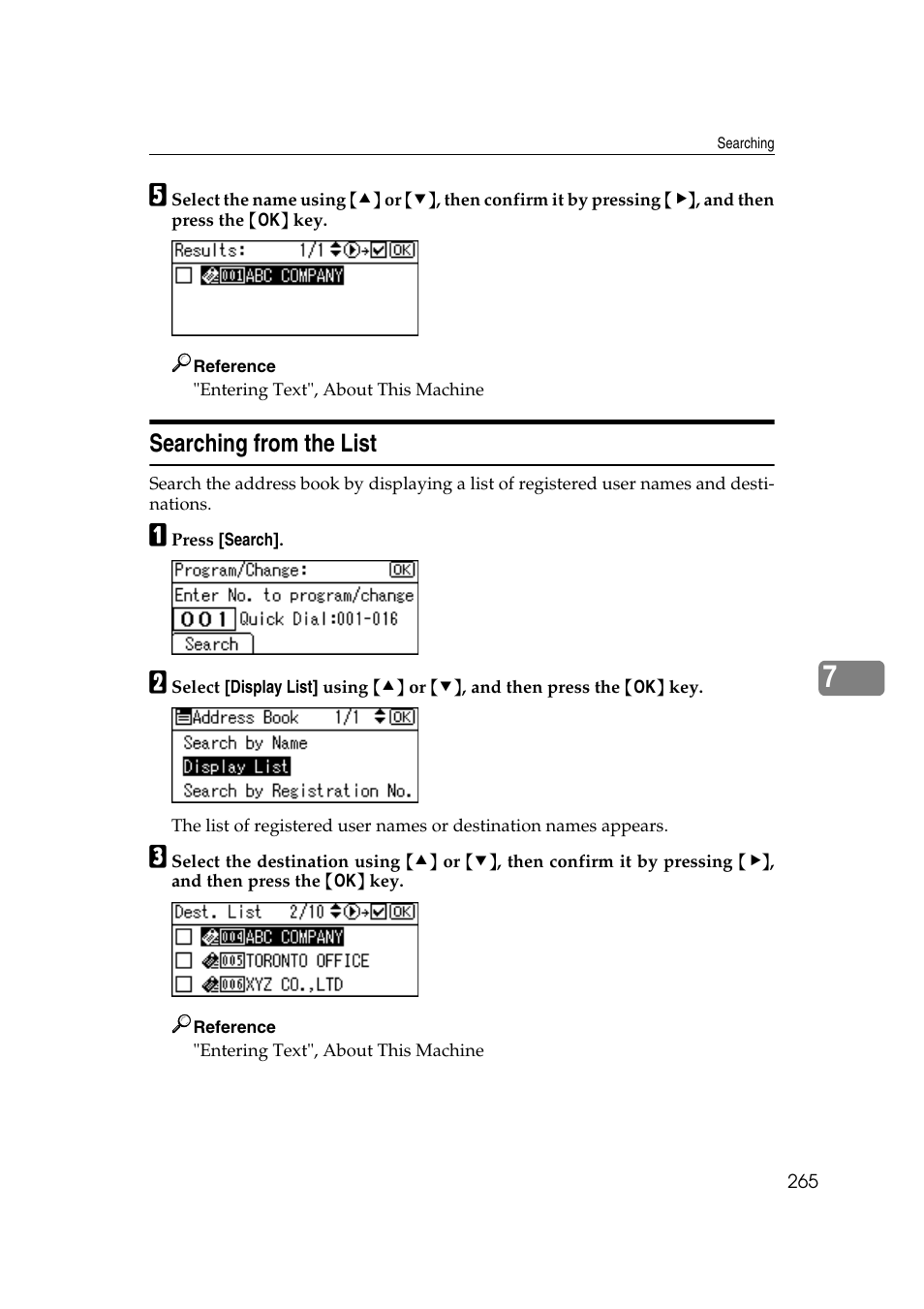 Searching from the list | Ricoh Aficio MP 161SPF User Manual | Page 273 / 304