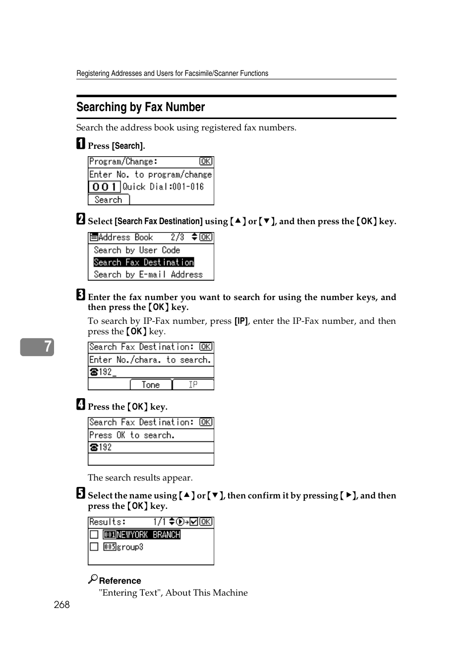 Searching by fax number | Ricoh Aficio MP 161SPF User Manual | Page 276 / 304