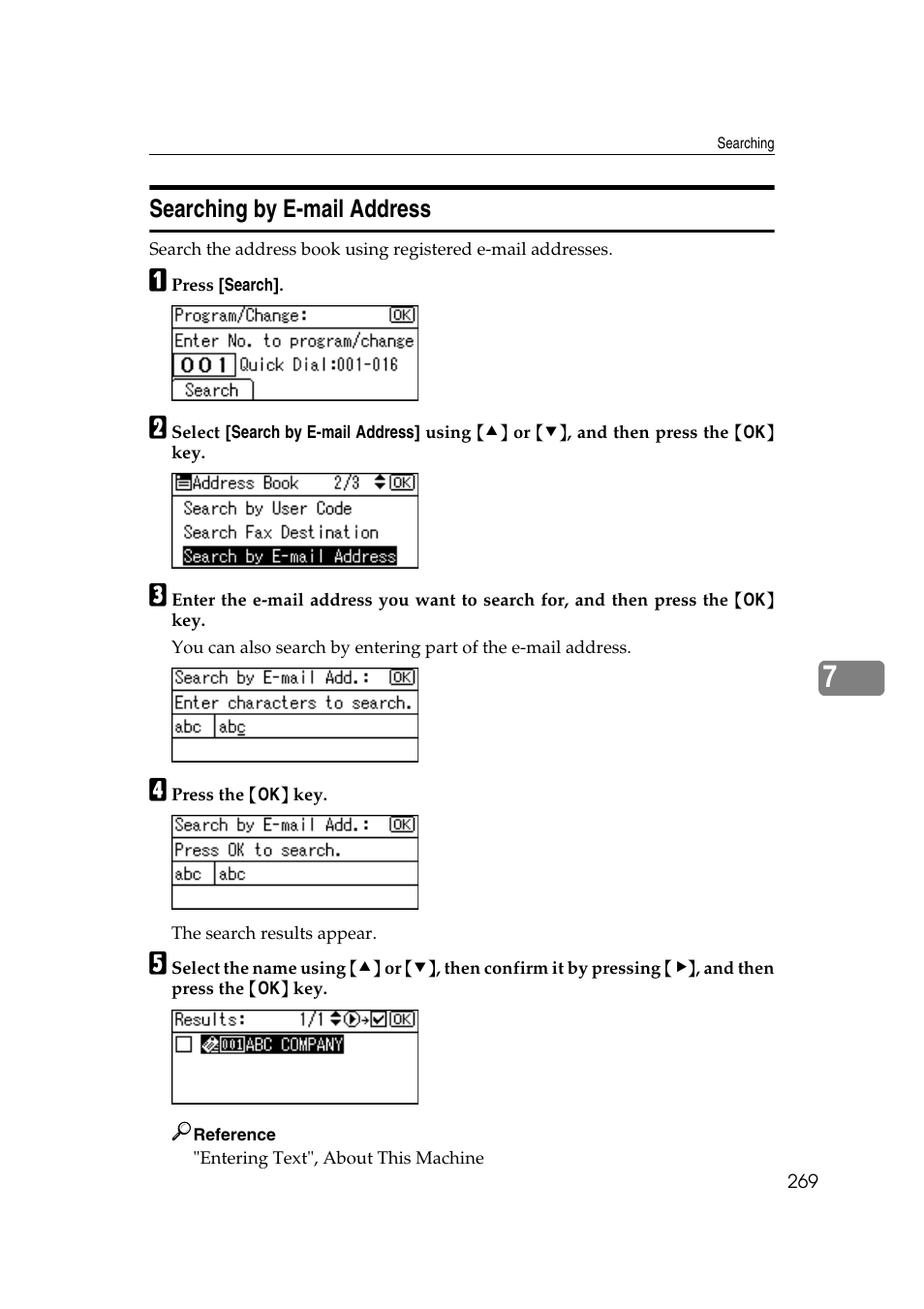 Searching by e-mail address | Ricoh Aficio MP 161SPF User Manual | Page 277 / 304