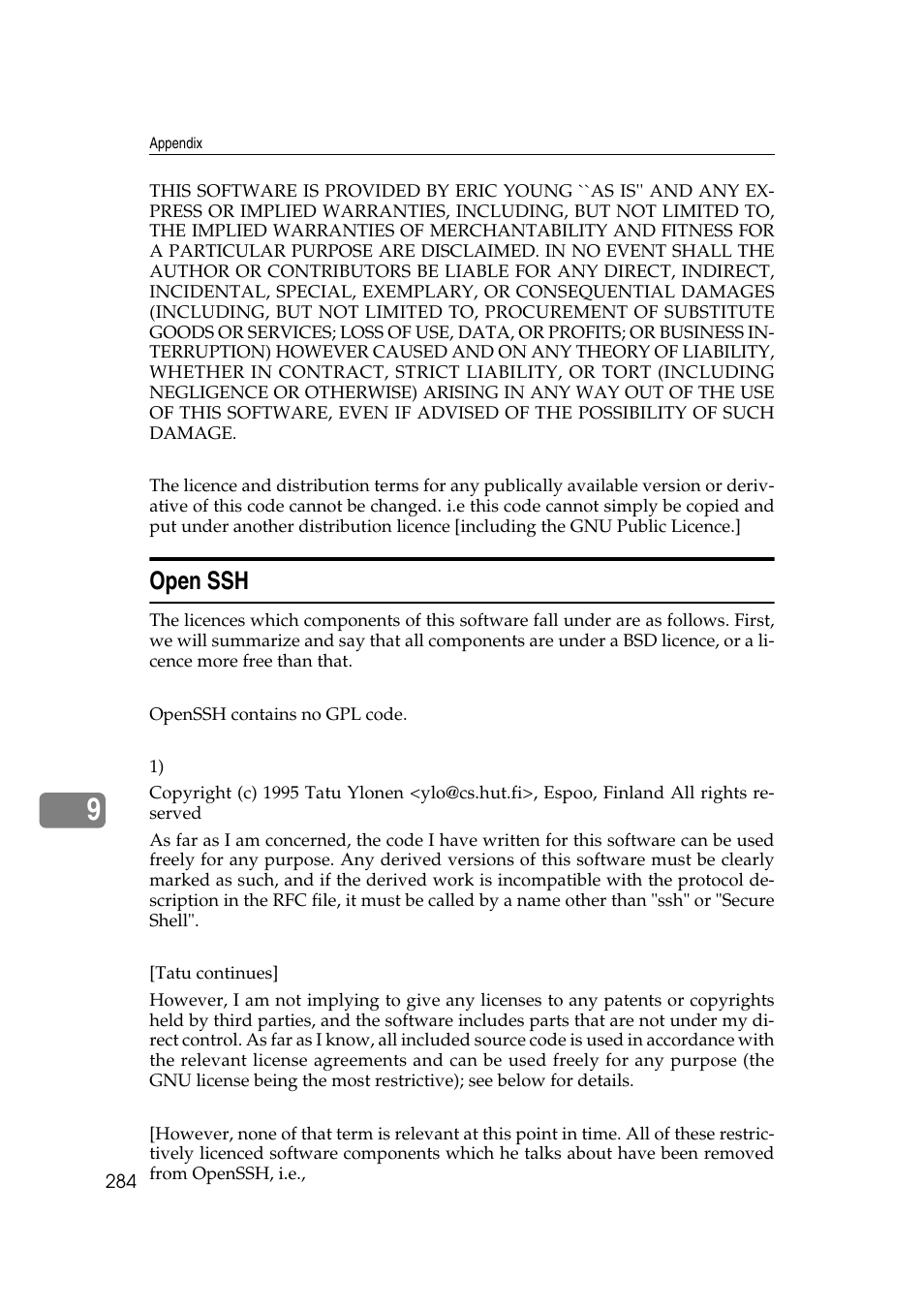 Open ssh | Ricoh Aficio MP 161SPF User Manual | Page 292 / 304