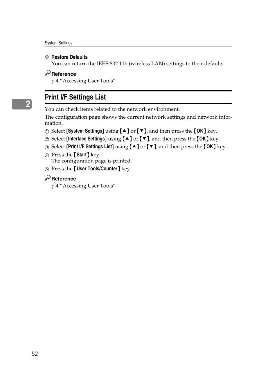 Print i/f settings list, P.52 “print i/f settings list | Ricoh Aficio MP 161SPF User Manual | Page 60 / 304