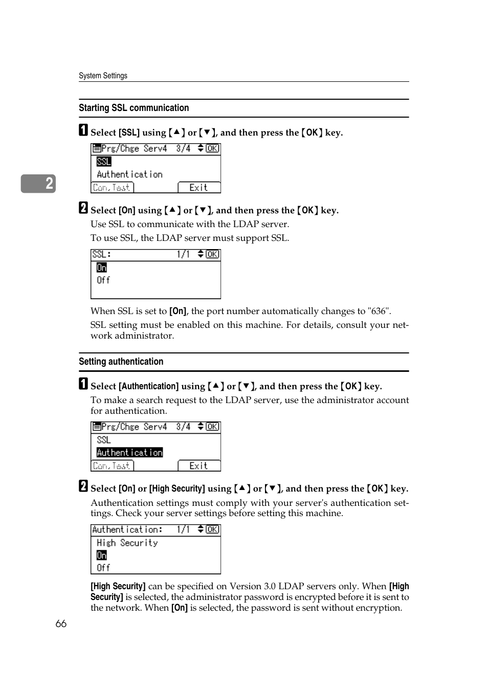Starting ssl communication, Setting authentication | Ricoh Aficio MP 161SPF User Manual | Page 74 / 304