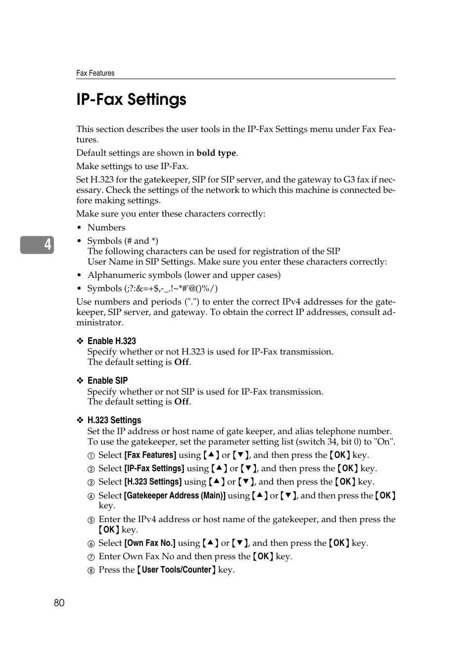 Ip-fax settings, 4ip-fax settings | Ricoh Aficio MP 161SPF User Manual | Page 88 / 304