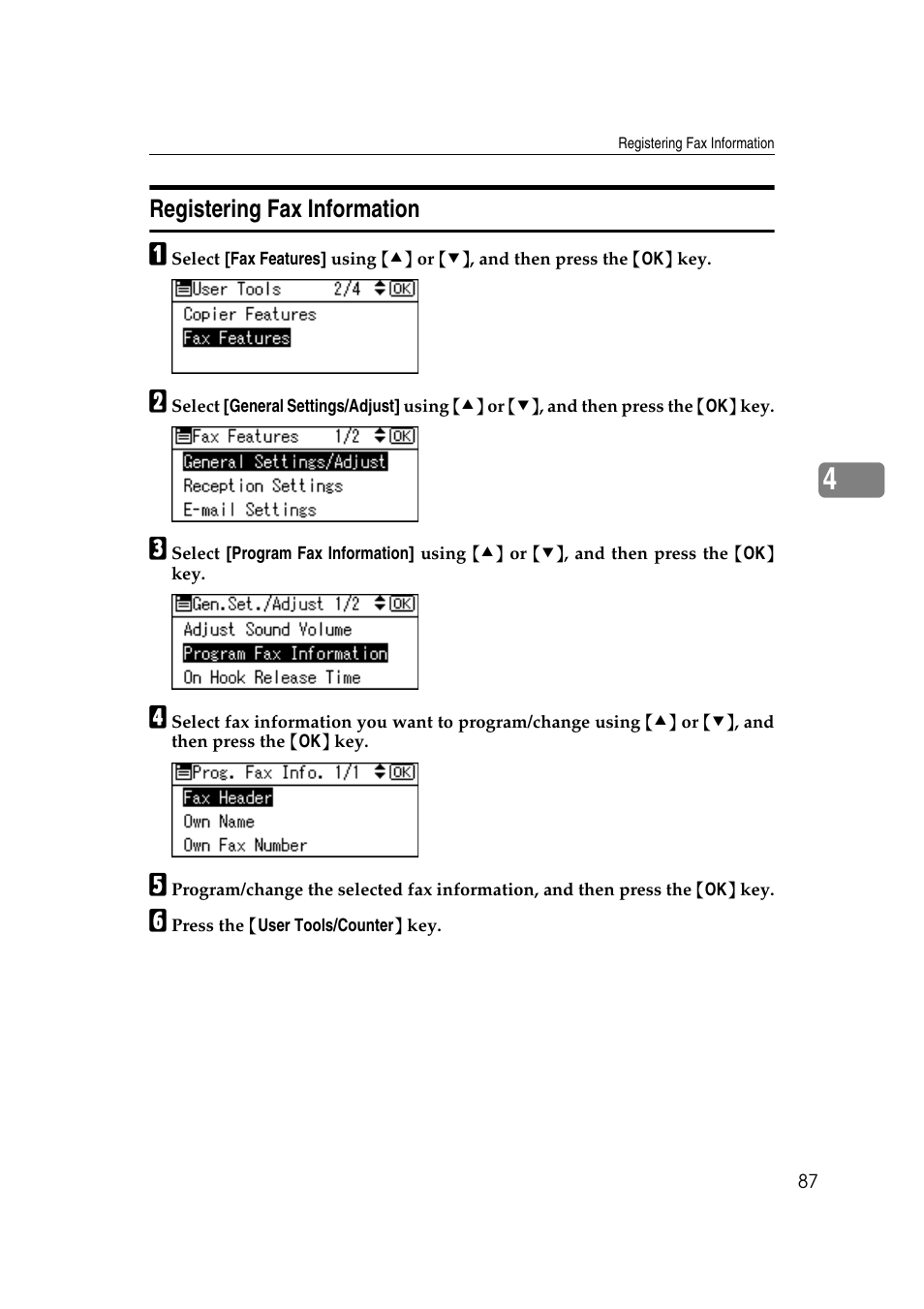 Registering fax information | Ricoh Aficio MP 161SPF User Manual | Page 95 / 304