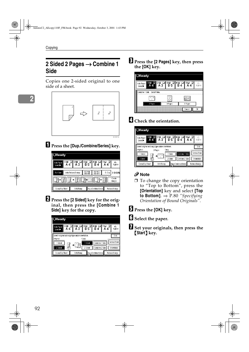 2 sided 2 pages → → → → combine 1 side | Ricoh AFICIO 1035 User Manual | Page 106 / 264