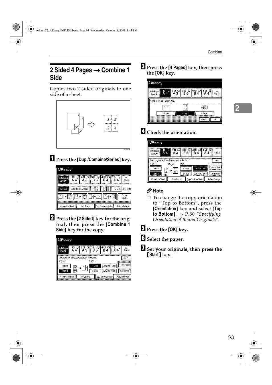 2 sided 4 pages → → → → combine 1 side | Ricoh AFICIO 1035 User Manual | Page 107 / 264