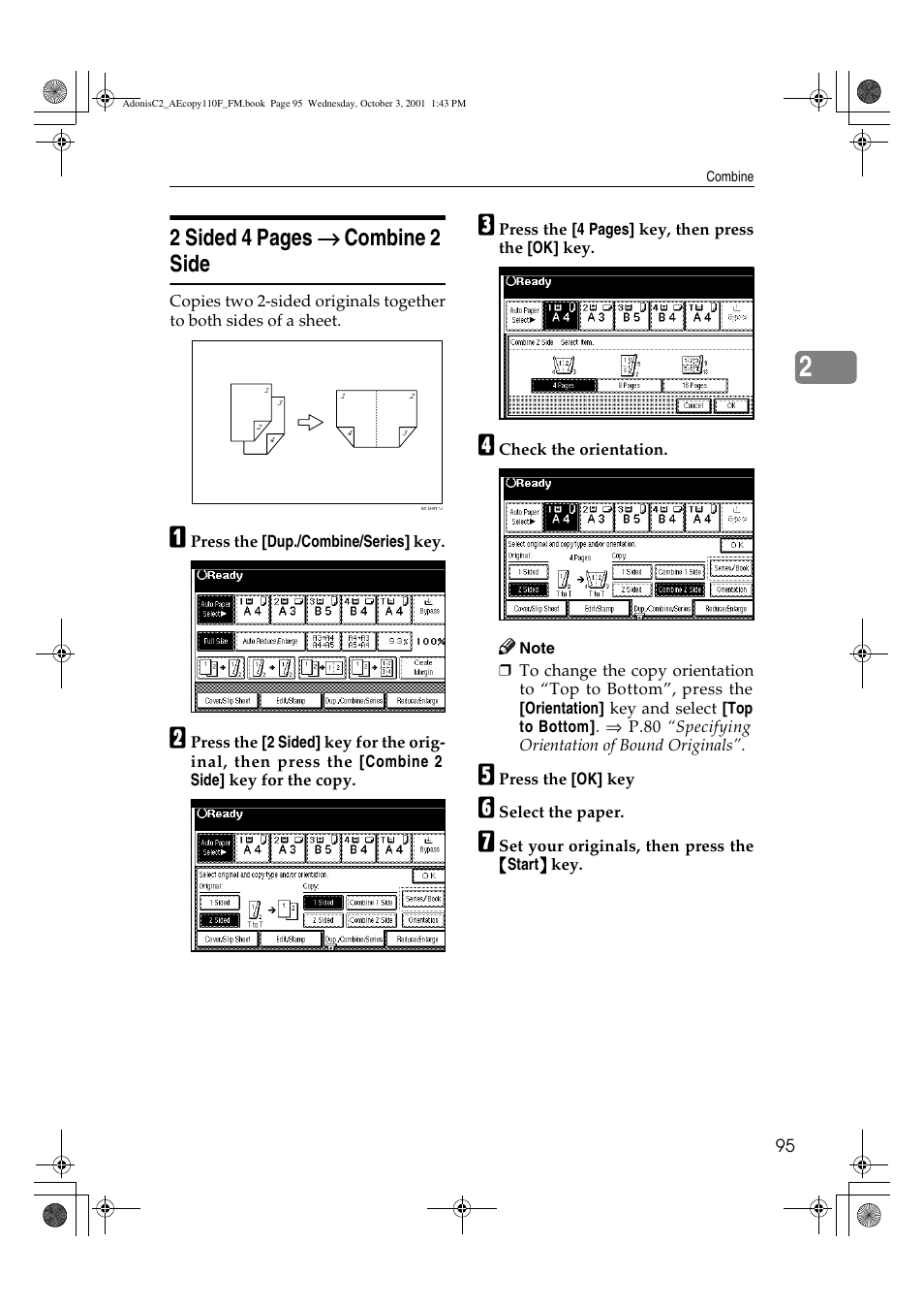2 sided 4 pages → → → → combine 2 side | Ricoh AFICIO 1035 User Manual | Page 109 / 264