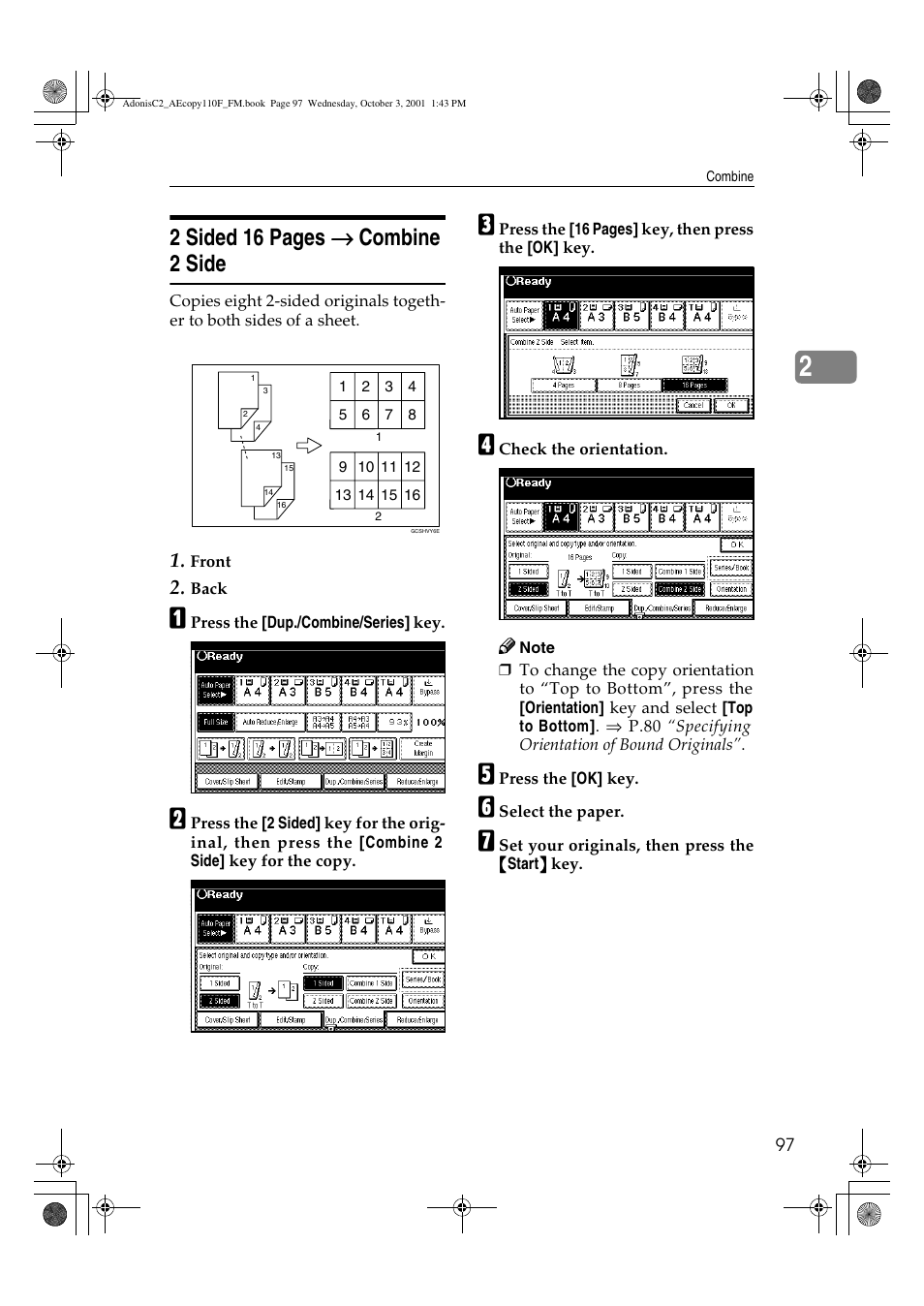 2 sided 16 pages → → → → combine 2 side | Ricoh AFICIO 1035 User Manual | Page 111 / 264