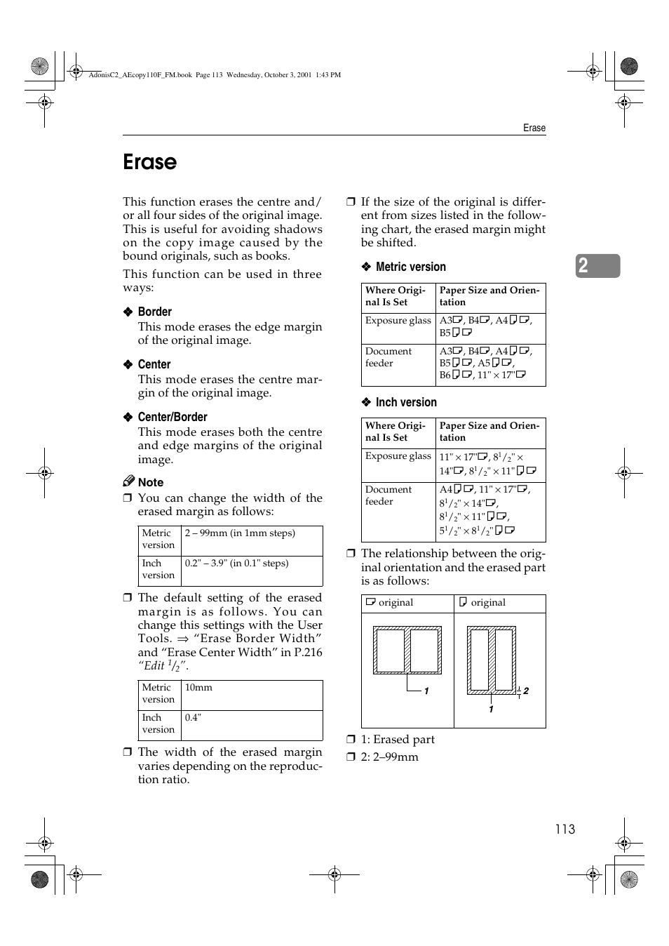 Erase, 2erase | Ricoh AFICIO 1035 User Manual | Page 127 / 264