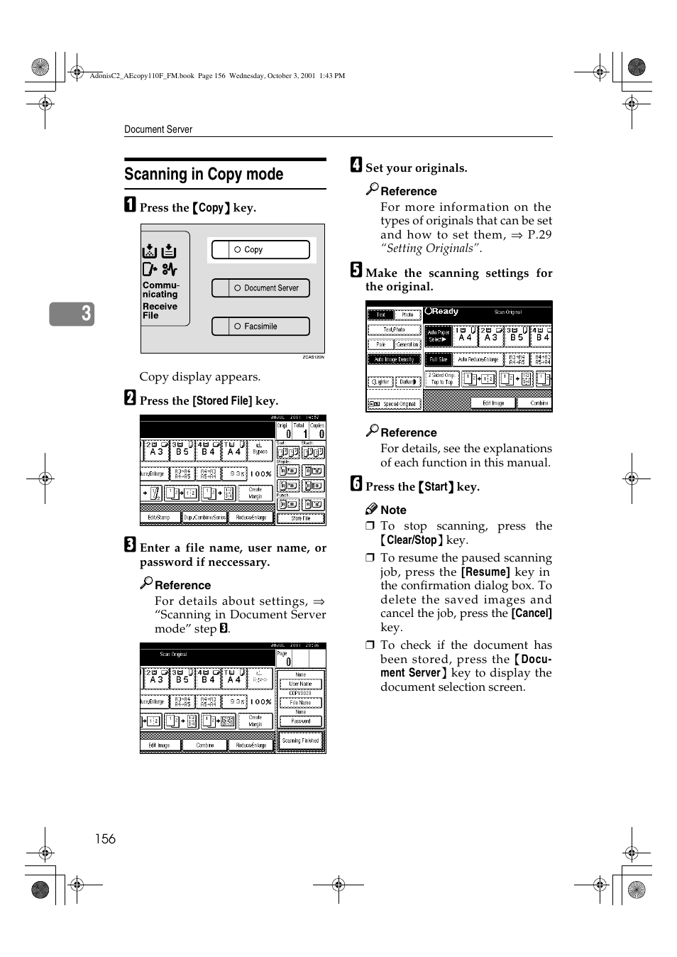 Scanning in copy mode | Ricoh AFICIO 1035 User Manual | Page 170 / 264