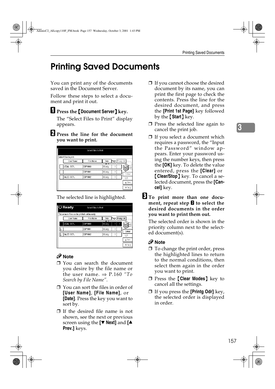 Printing saved documents, 3printing saved documents | Ricoh AFICIO 1035 User Manual | Page 171 / 264