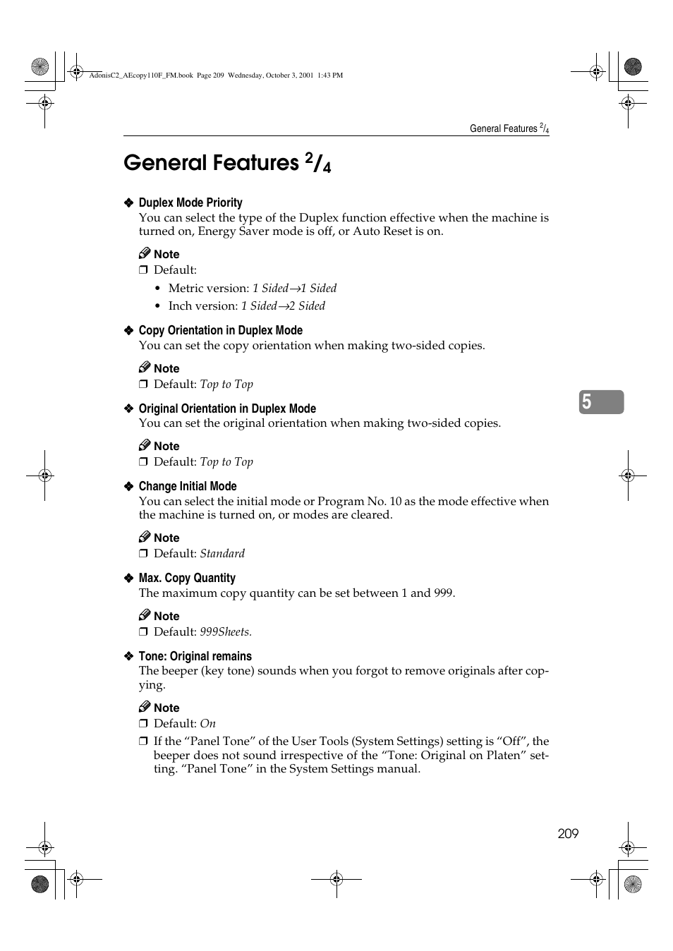 General features, 5general features | Ricoh AFICIO 1035 User Manual | Page 223 / 264