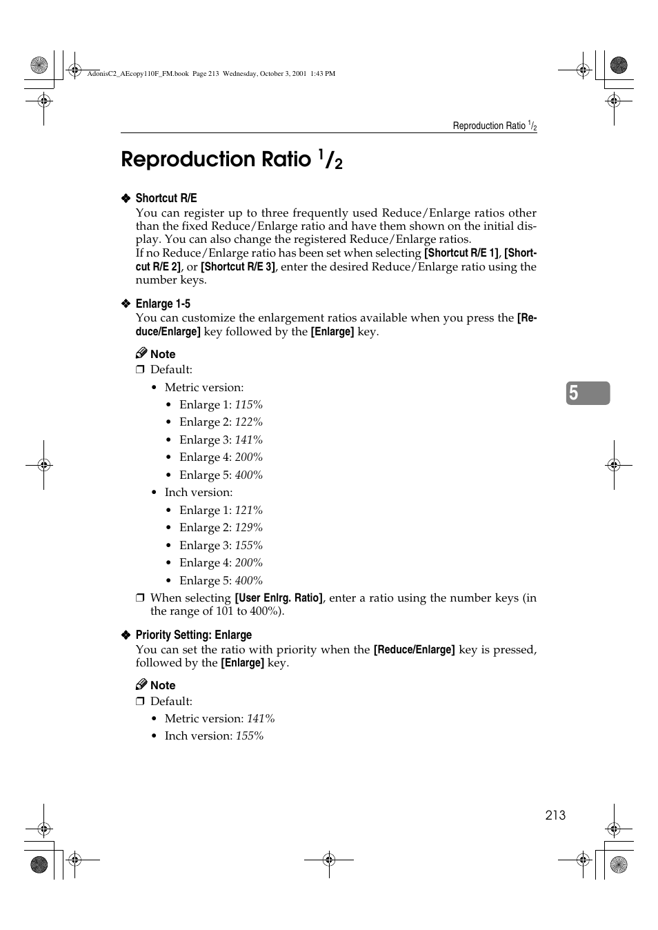 Reproduction ratio, 5reproduction ratio | Ricoh AFICIO 1035 User Manual | Page 227 / 264
