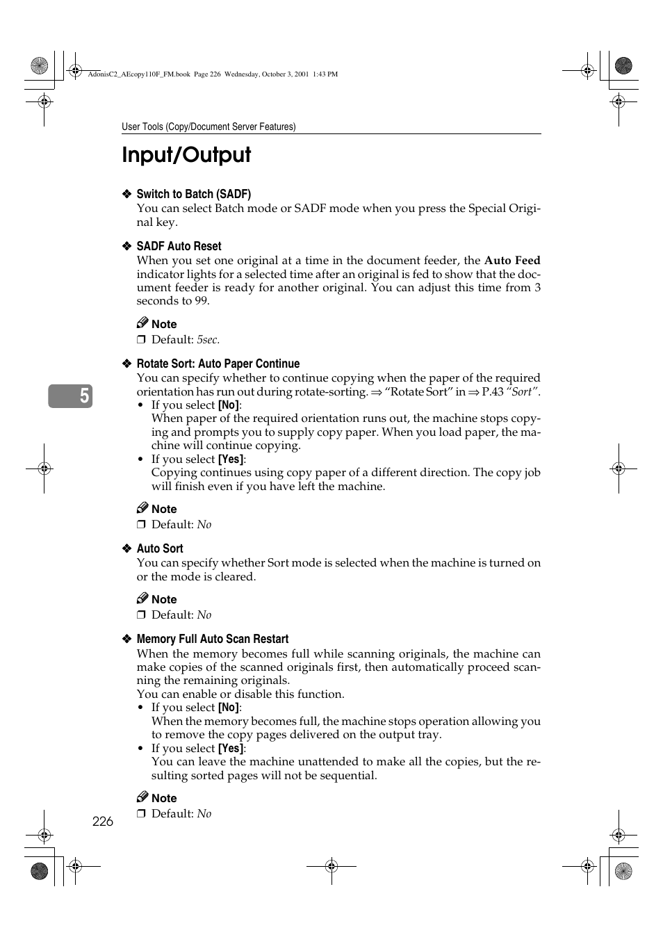 Input/output, 5input/output | Ricoh AFICIO 1035 User Manual | Page 240 / 264