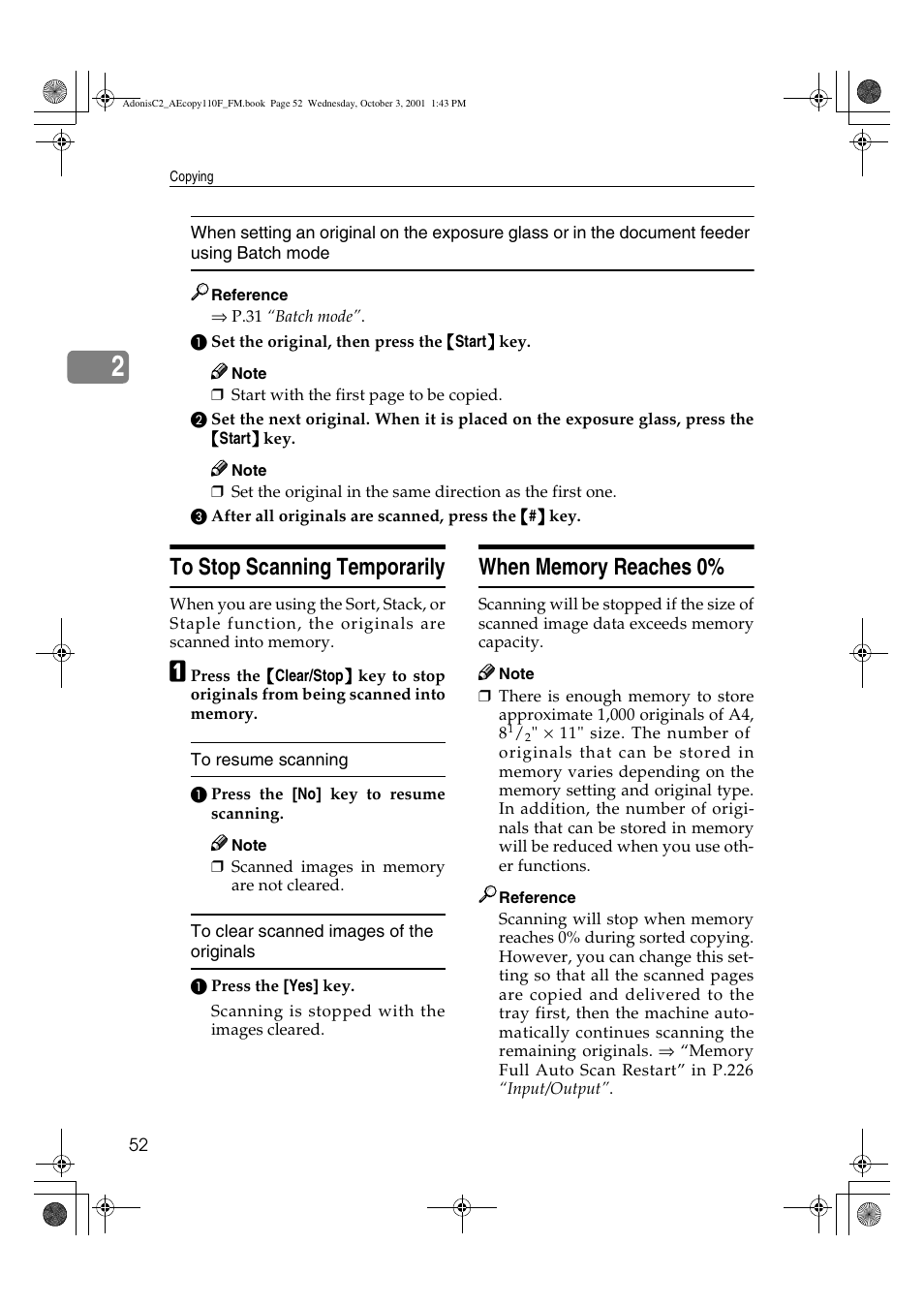 To stop scanning temporarilywhen memory reaches 0 | Ricoh AFICIO 1035 User Manual | Page 66 / 264