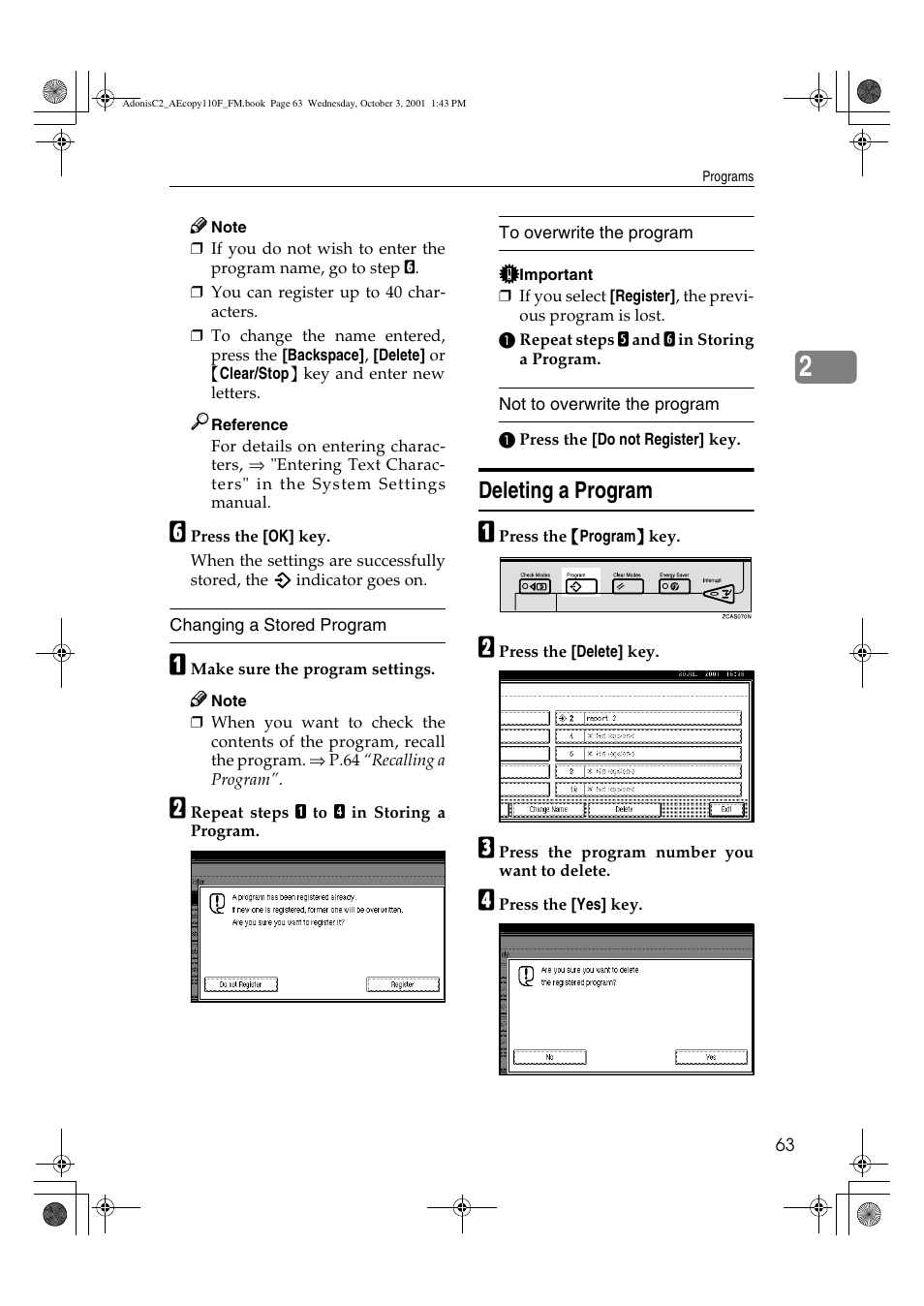 Deleting a program | Ricoh AFICIO 1035 User Manual | Page 77 / 264