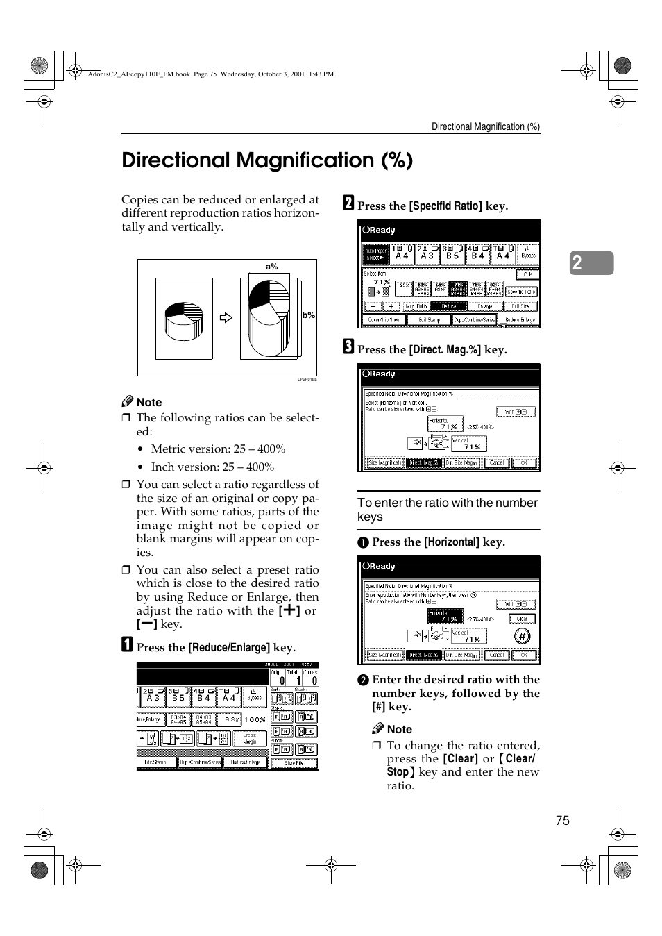 Directional magnification (%), 2directional magnification (%) | Ricoh AFICIO 1035 User Manual | Page 89 / 264