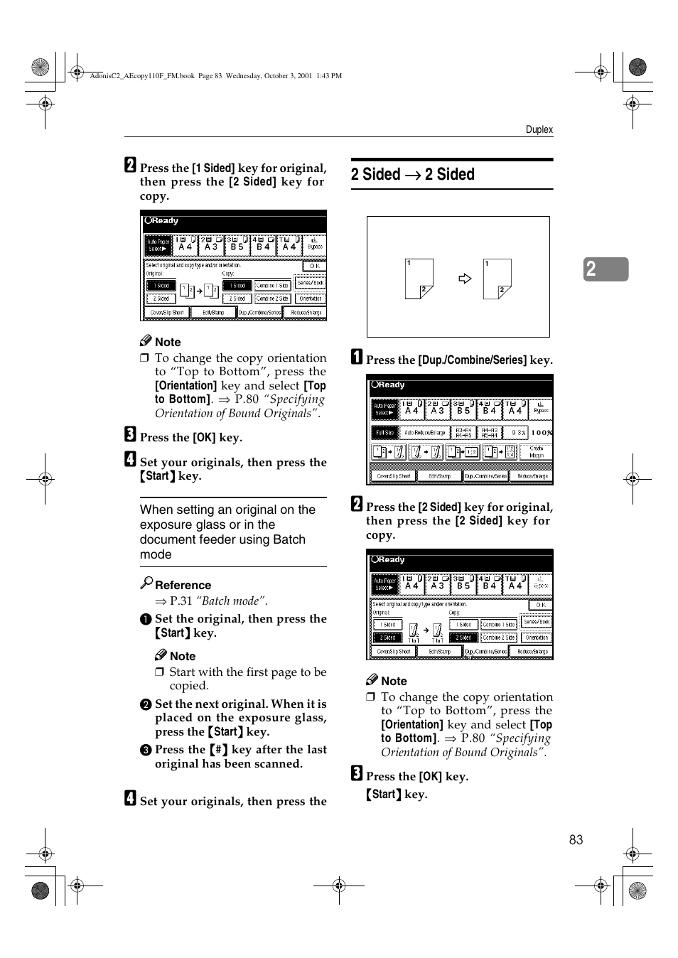 Sided 2 sided, 2 sided → → → → 2 sided | Ricoh AFICIO 1035 User Manual | Page 97 / 264