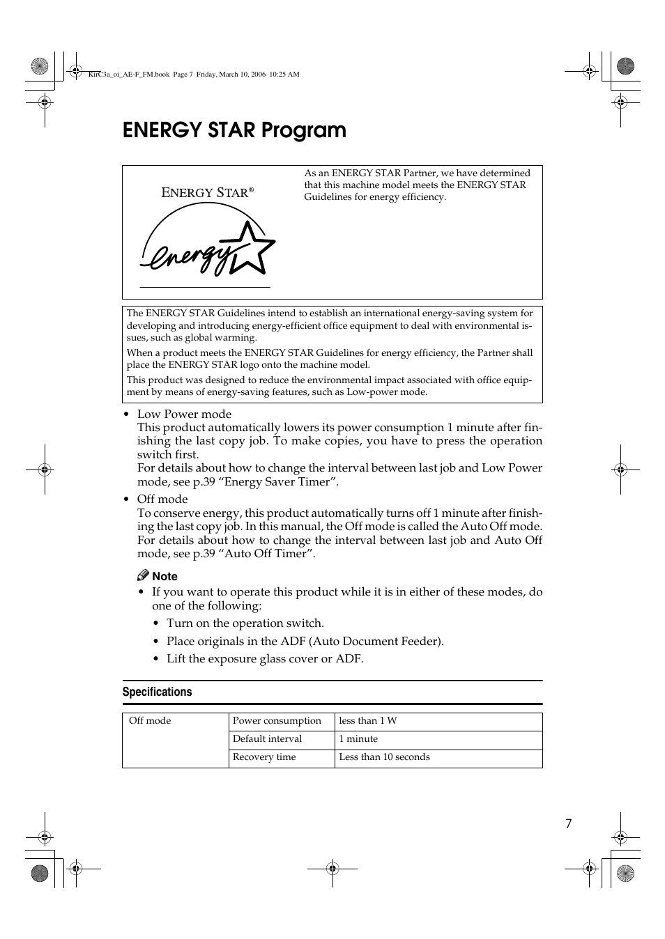 Energy star program | Ricoh Aficio IS 2315 User Manual | Page 13 / 92