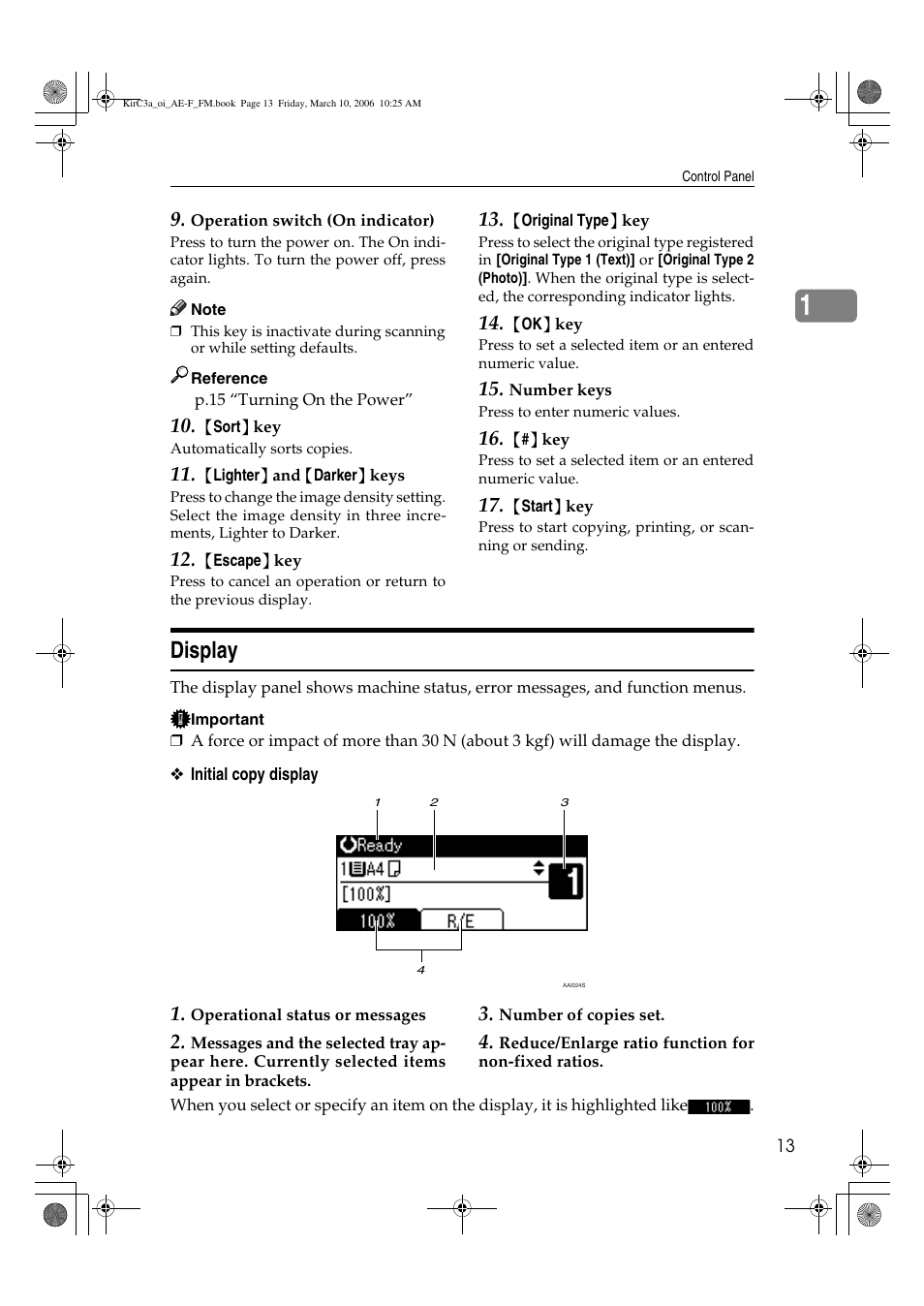 Display | Ricoh Aficio IS 2315 User Manual | Page 19 / 92