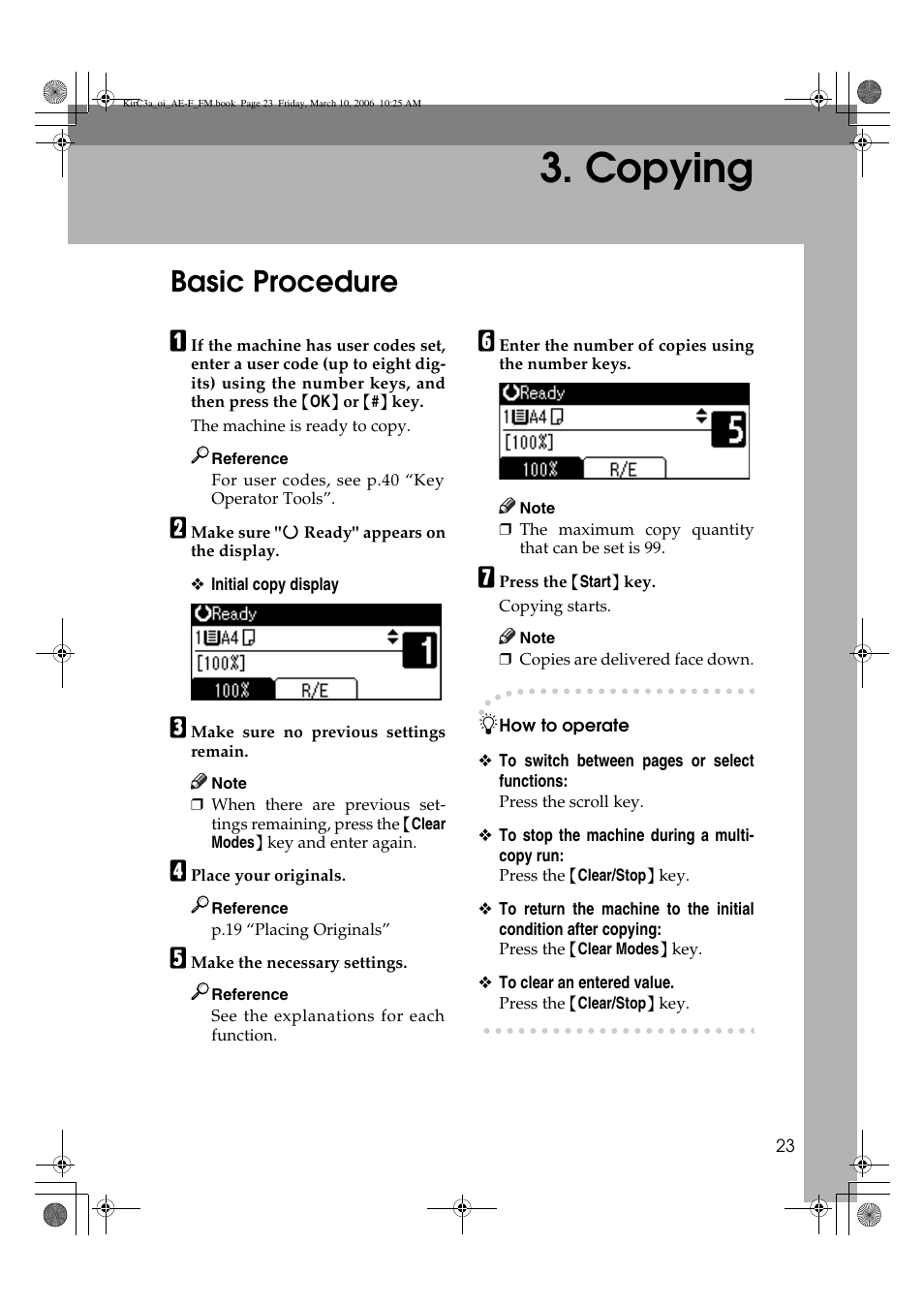 Copying, Basic procedure | Ricoh Aficio IS 2315 User Manual | Page 29 / 92