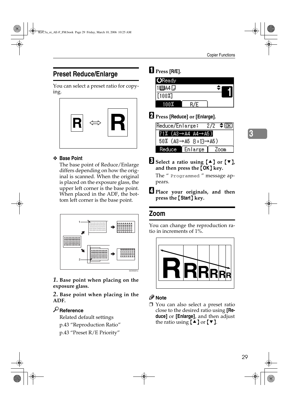 Preset reduce/enlarge, Zoom | Ricoh Aficio IS 2315 User Manual | Page 35 / 92