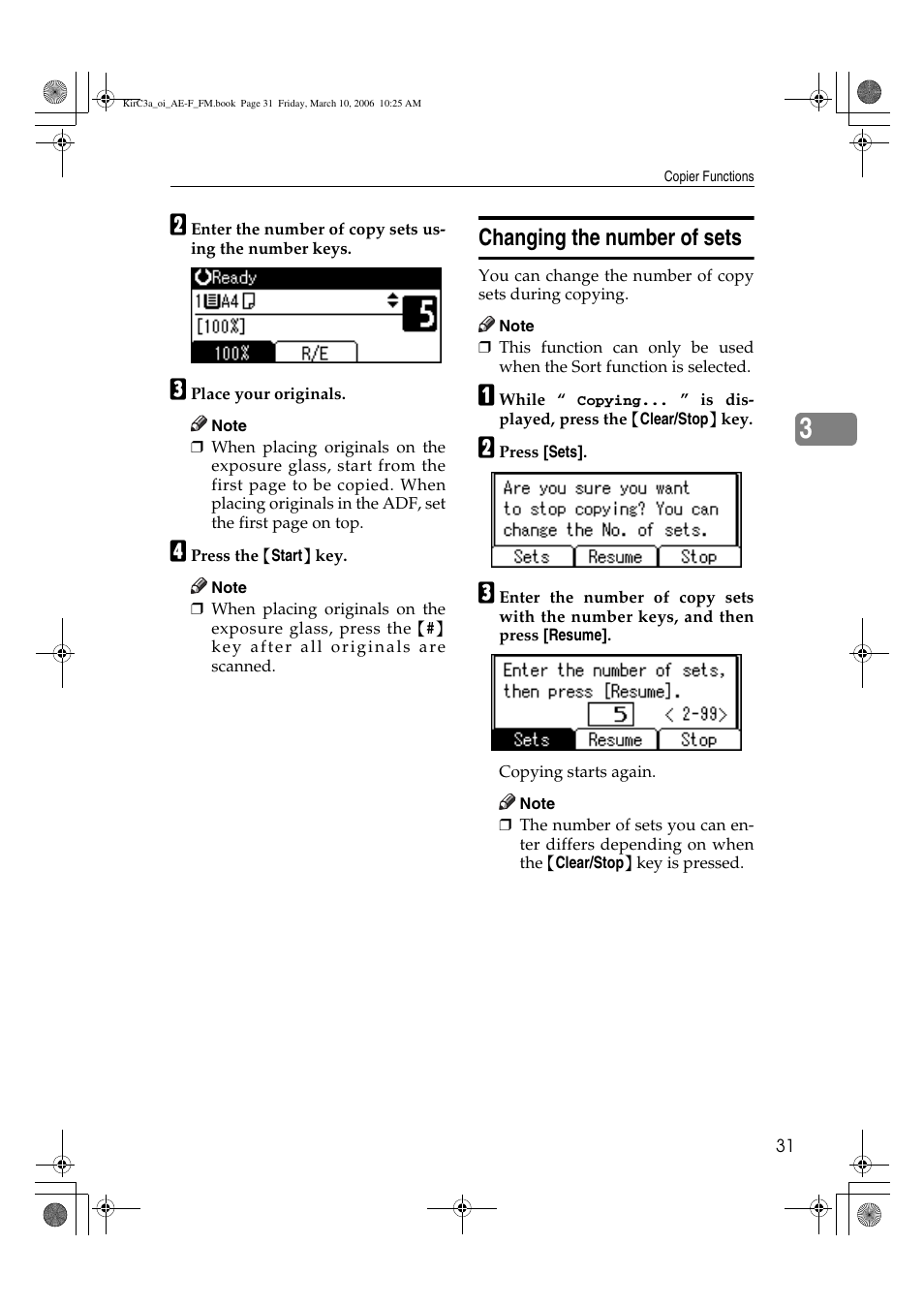 Changing the number of sets | Ricoh Aficio IS 2315 User Manual | Page 37 / 92