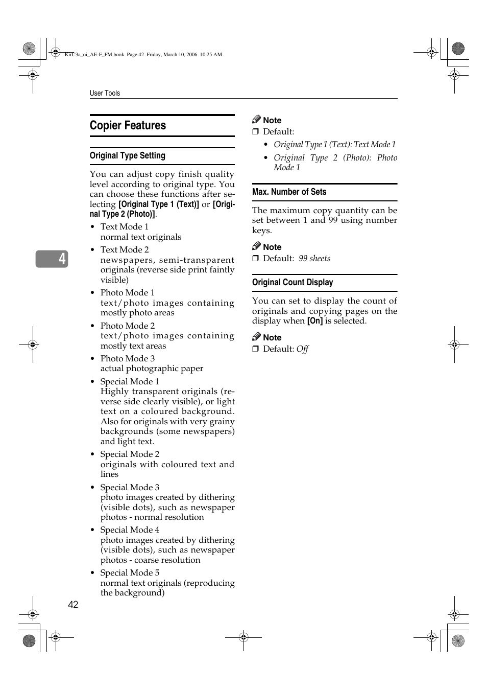 Copier features | Ricoh Aficio IS 2315 User Manual | Page 48 / 92