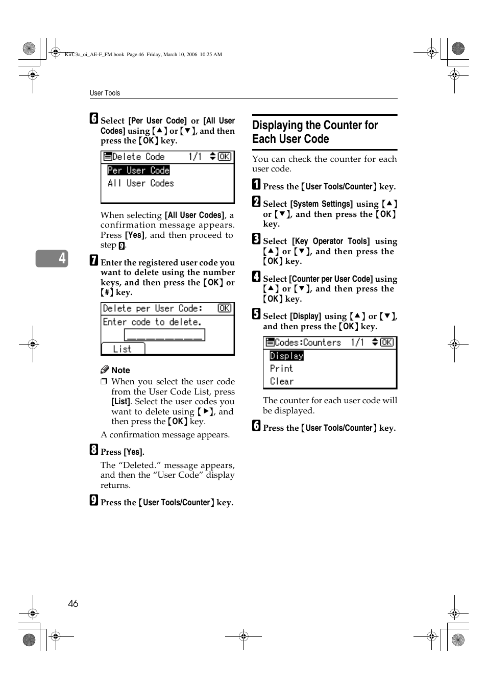 Displaying the counter for each user code | Ricoh Aficio IS 2315 User Manual | Page 52 / 92