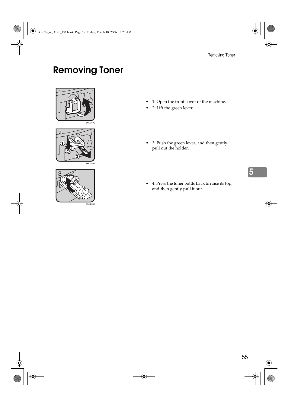 5removing toner | Ricoh Aficio IS 2315 User Manual | Page 61 / 92