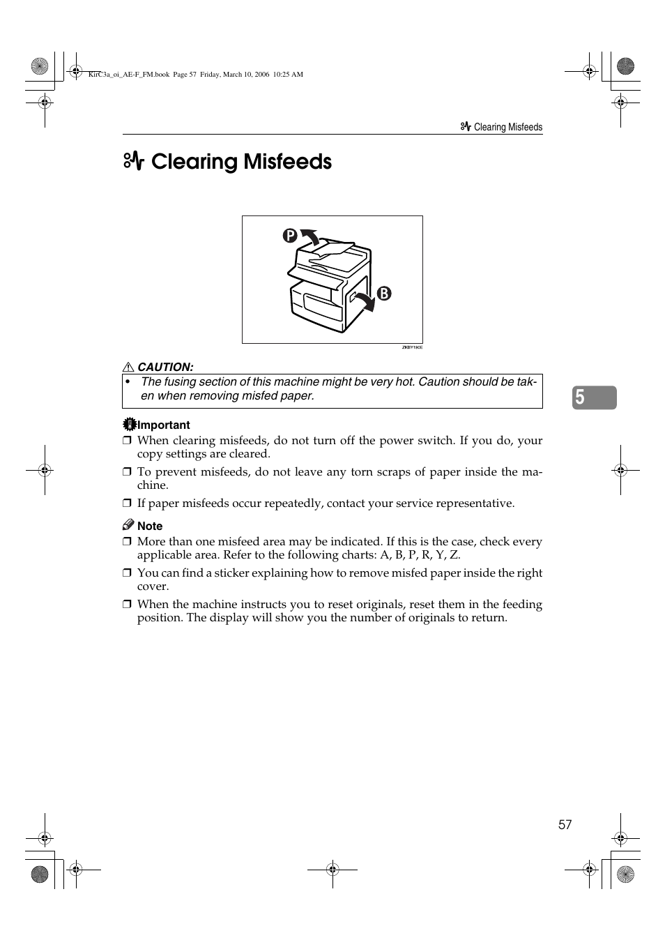 5x clearing misfeeds | Ricoh Aficio IS 2315 User Manual | Page 63 / 92