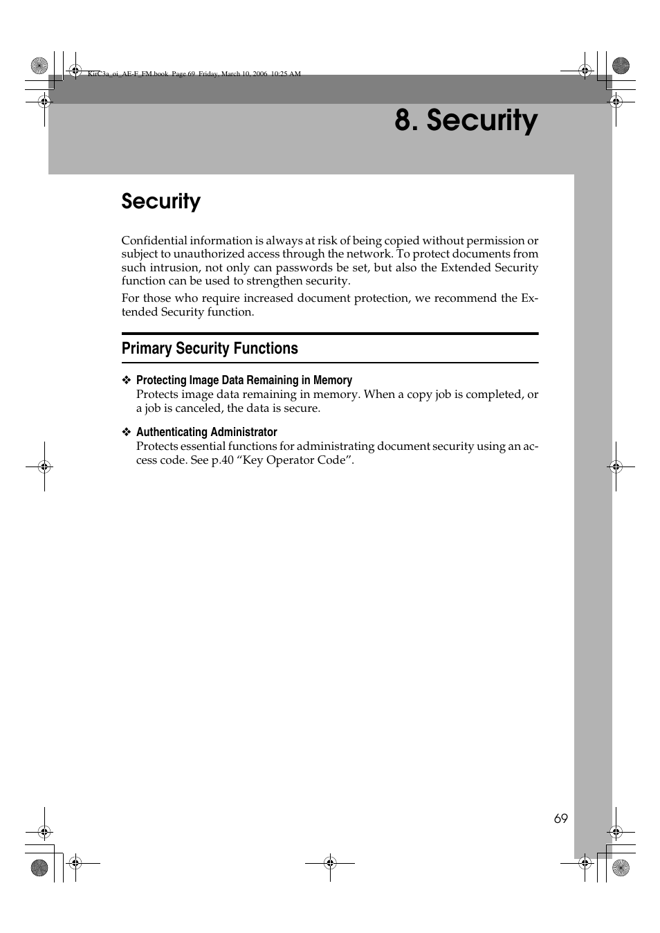 Security | Ricoh Aficio IS 2315 User Manual | Page 75 / 92