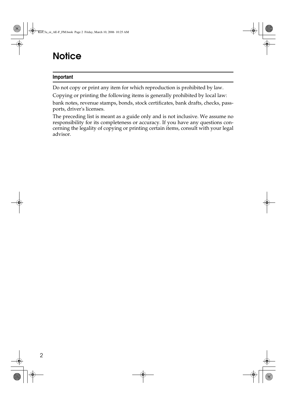 Notice | Ricoh Aficio IS 2315 User Manual | Page 8 / 92