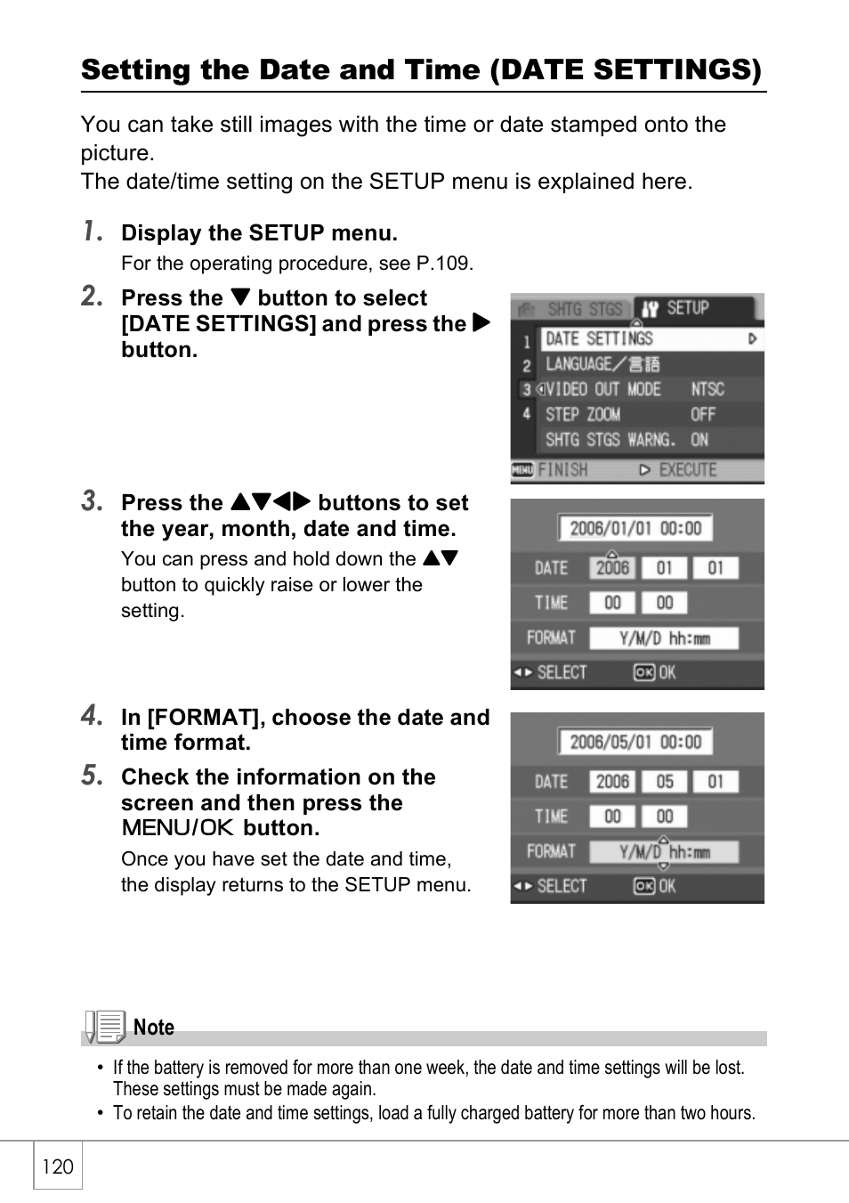 Setting the date and time (date settings) | Ricoh Caplio R40 User Manual | Page 122 / 185
