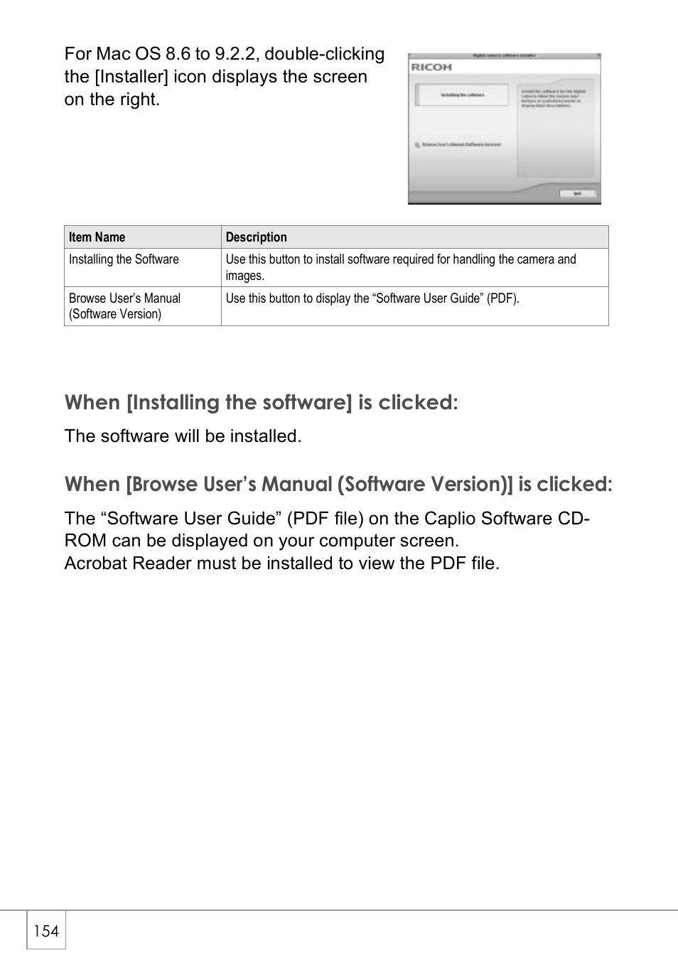 When [installing the software] is clicked | Ricoh Caplio R40 User Manual | Page 156 / 185