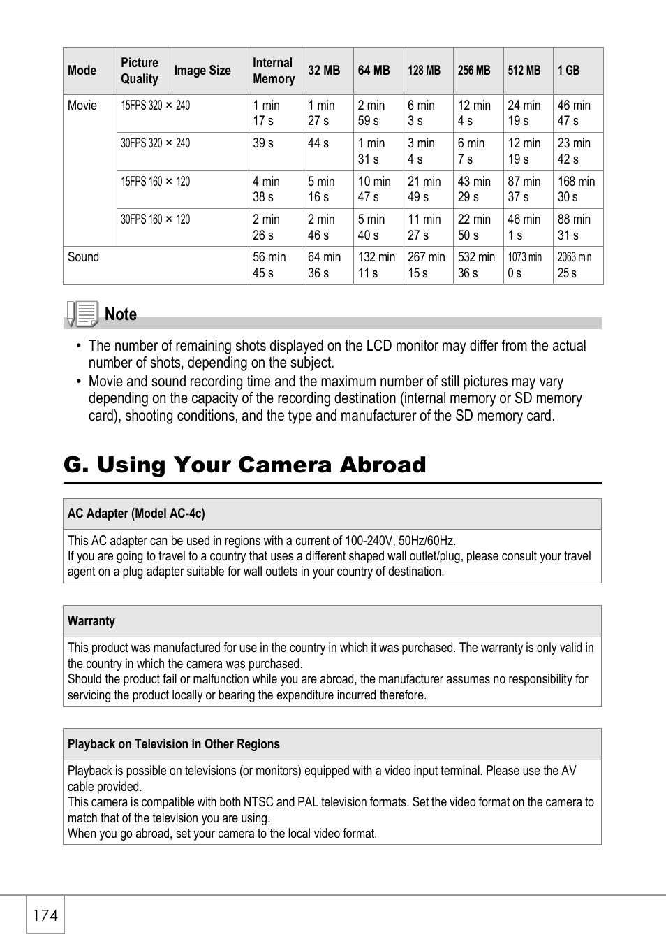 G. using your camera abroad | Ricoh Caplio R40 User Manual | Page 176 / 185