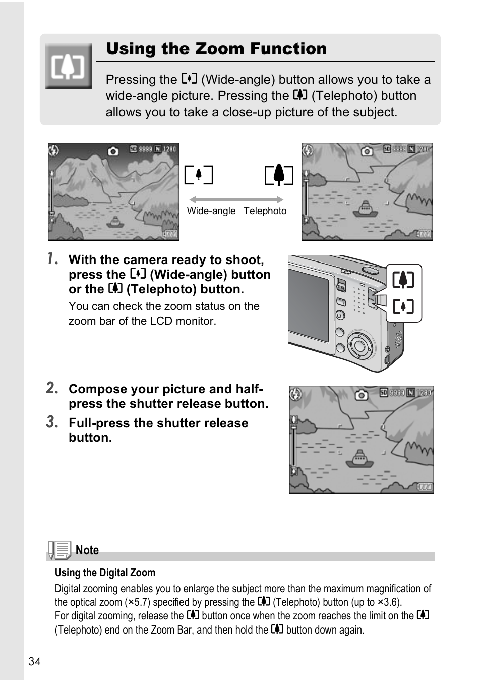 Using the zoom function | Ricoh Caplio R40 User Manual | Page 36 / 185