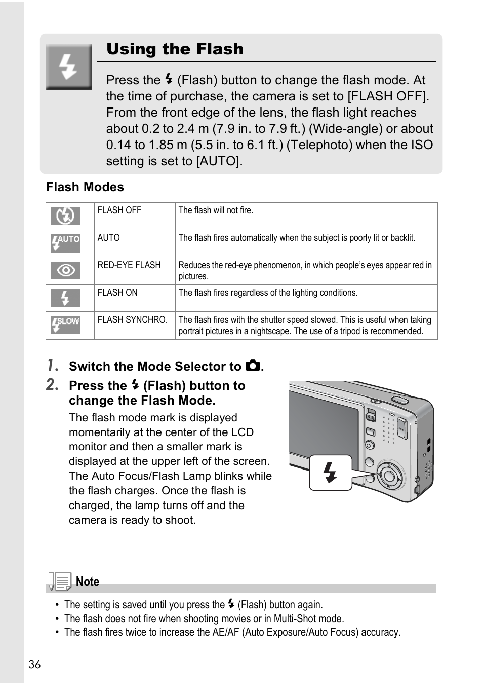 Using the flash | Ricoh Caplio R40 User Manual | Page 38 / 185