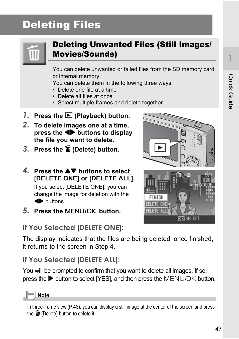 Deleting files | Ricoh Caplio R40 User Manual | Page 51 / 185