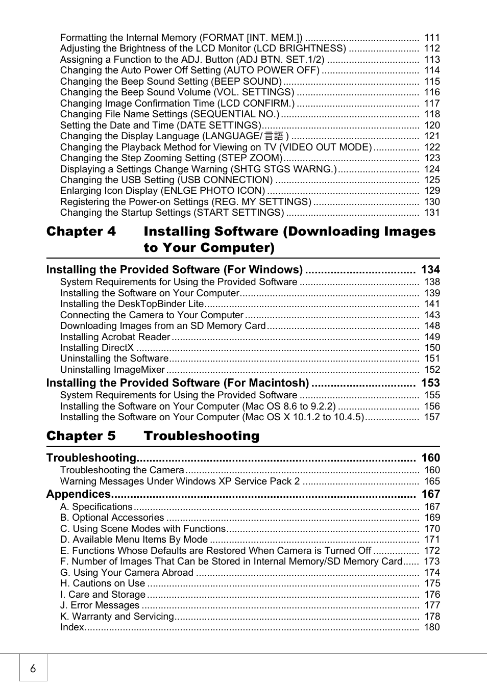 Chapter 5 troubleshooting | Ricoh Caplio R40 User Manual | Page 8 / 185