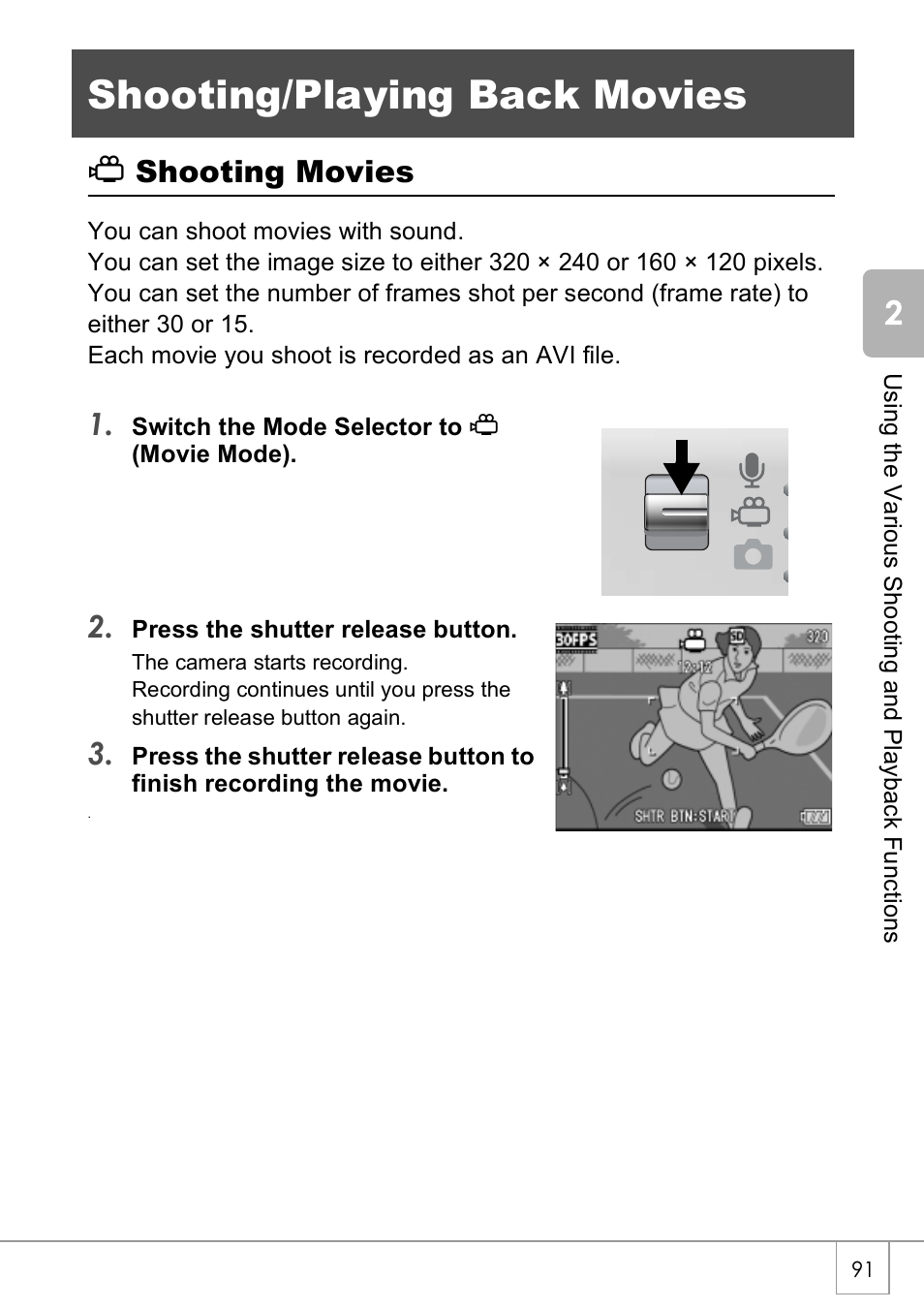 Shooting/playing back movies, 3shooting movies | Ricoh Caplio R40 User Manual | Page 93 / 185