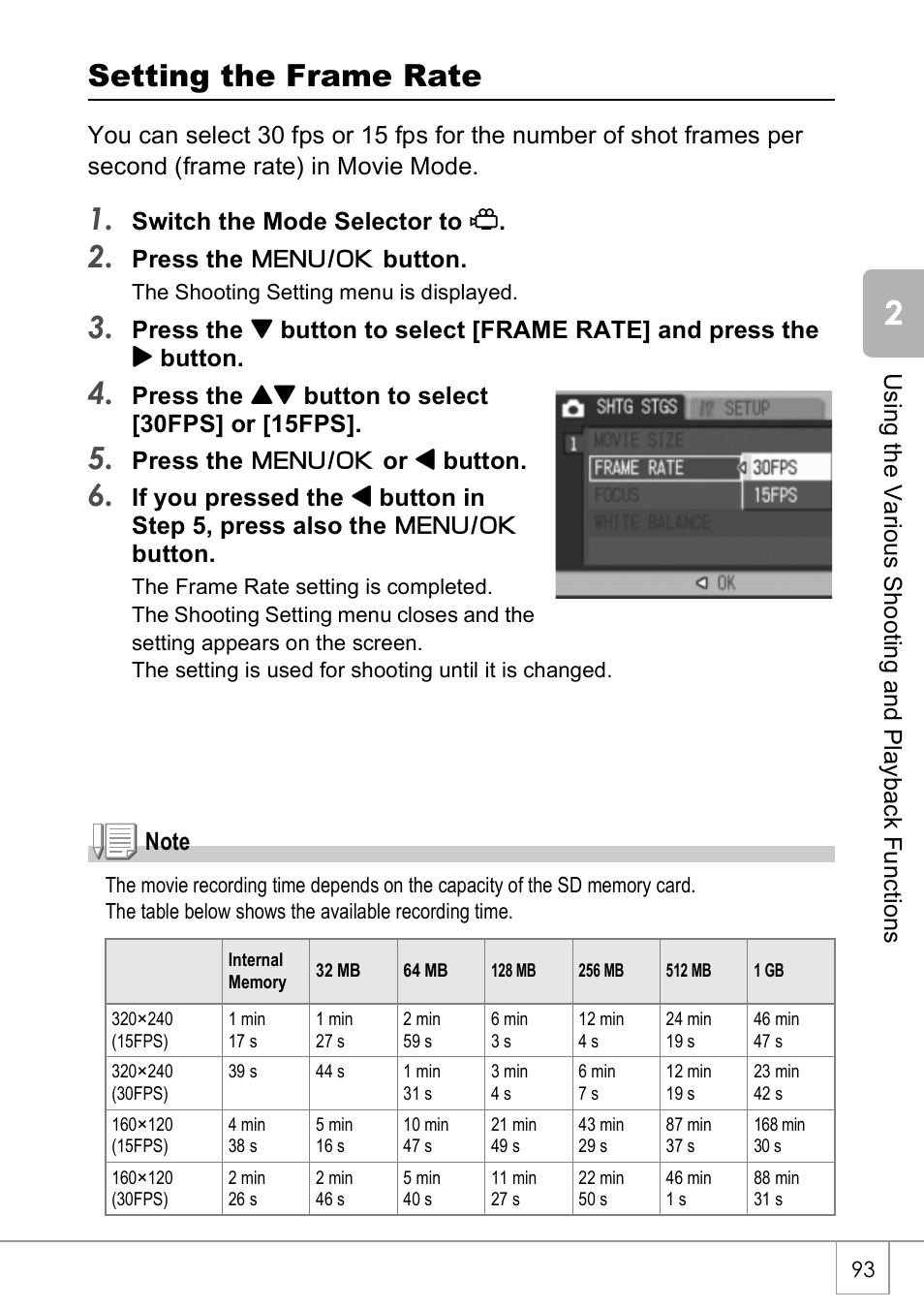 Setting the frame rate | Ricoh Caplio R40 User Manual | Page 95 / 185