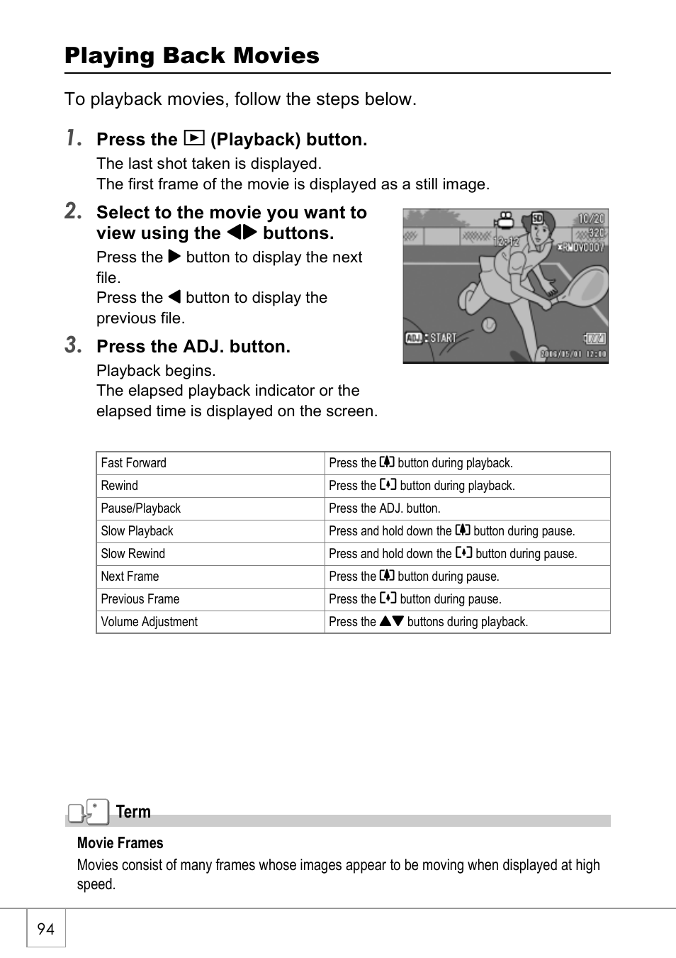 Playing back movies | Ricoh Caplio R40 User Manual | Page 96 / 185