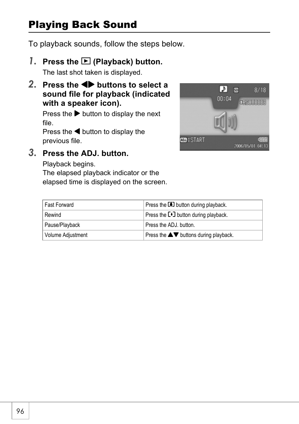 Playing back sound | Ricoh Caplio R40 User Manual | Page 98 / 185