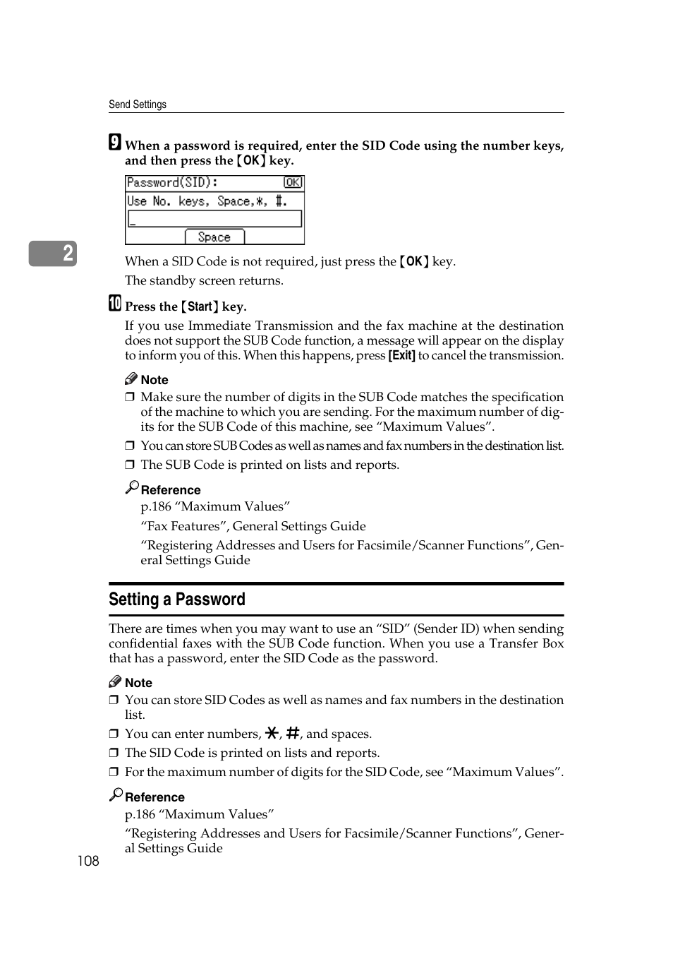 Setting a password | Ricoh 2000 User Manual | Page 118 / 204