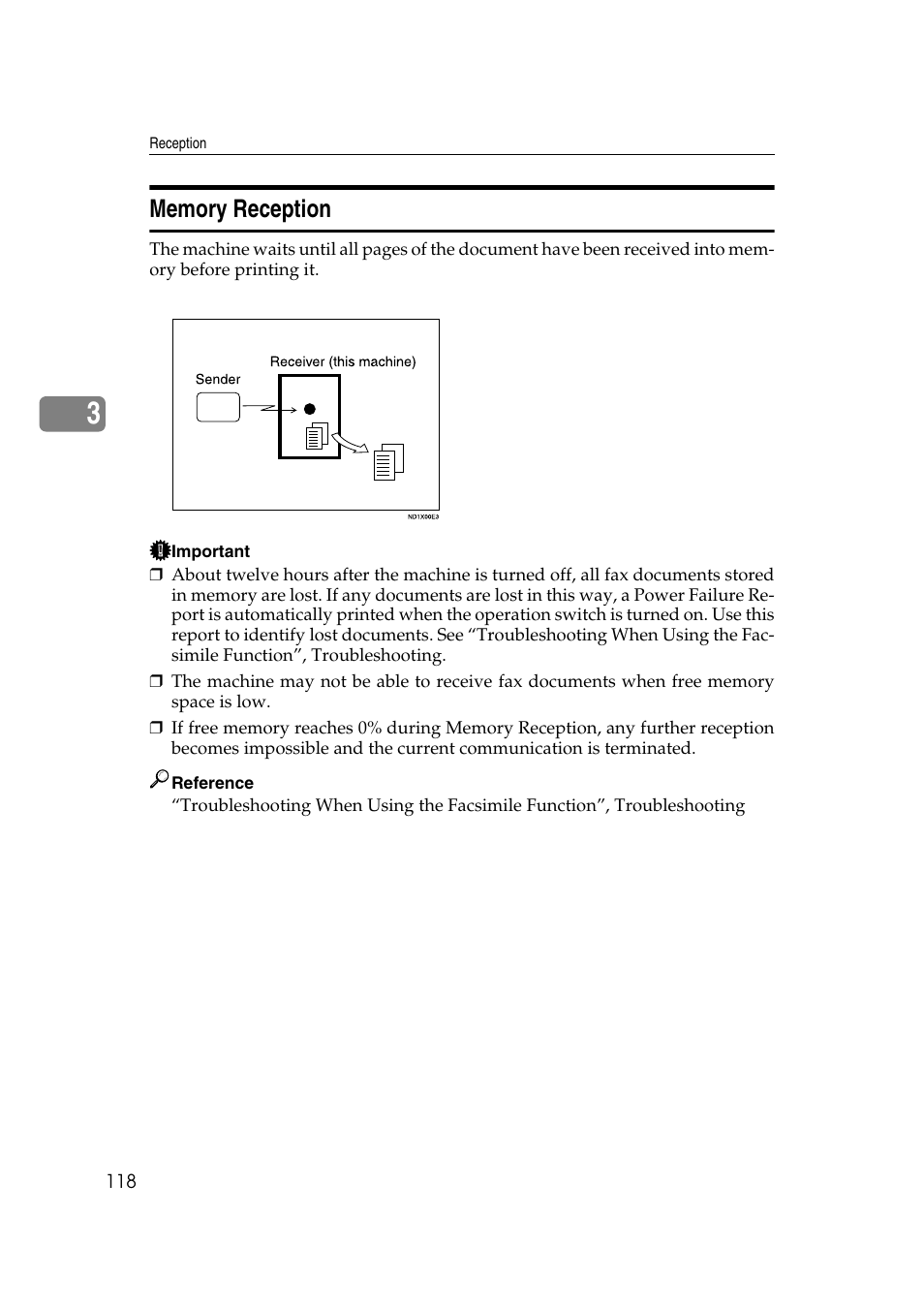 Memory reception, P.118 “memory reception | Ricoh 2000 User Manual | Page 128 / 204