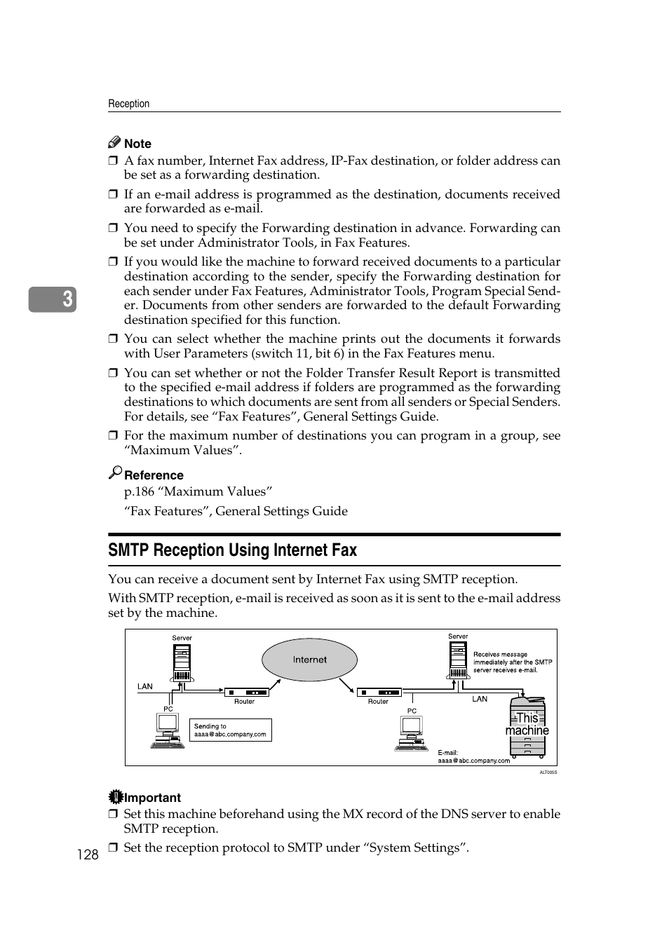 Smtp reception using internet fax | Ricoh 2000 User Manual | Page 138 / 204