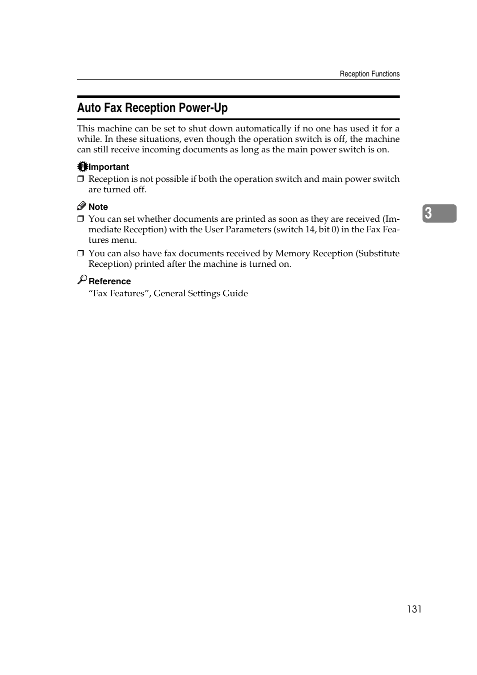 Auto fax reception power-up | Ricoh 2000 User Manual | Page 141 / 204
