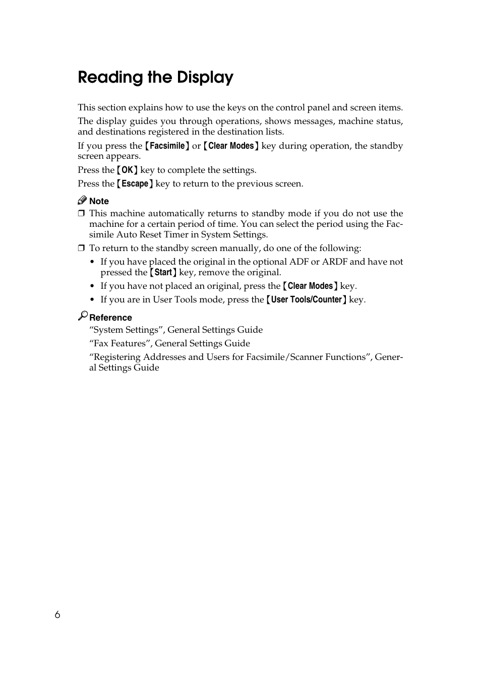 Reading the display | Ricoh 2000 User Manual | Page 16 / 204